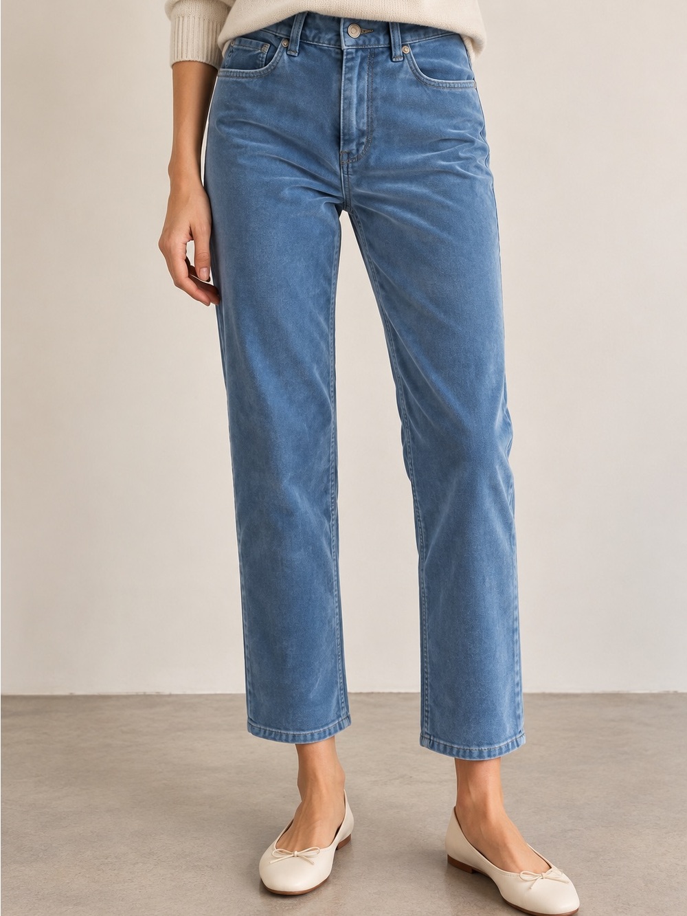 La Vie by Rebecca Taylor High-Rise Straight Leg Velvet Jeans in Light Blue - 25